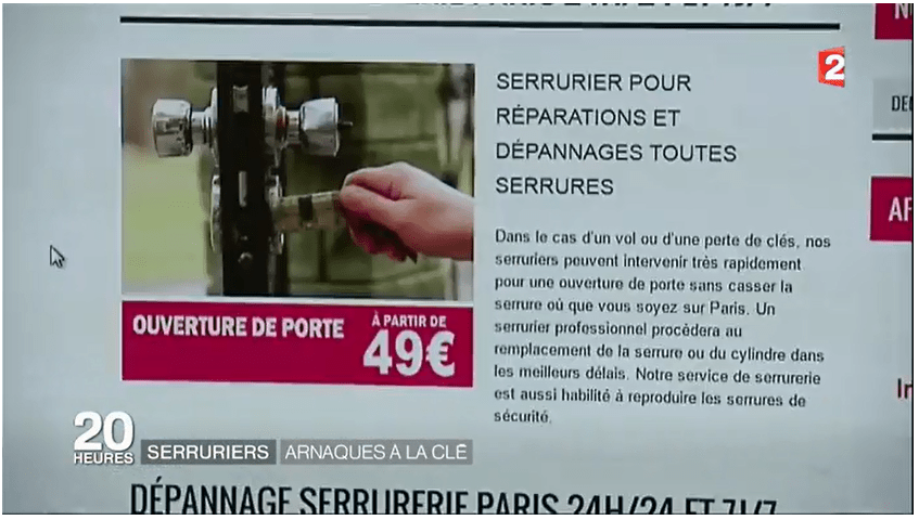 reportage arnaques des serruriers